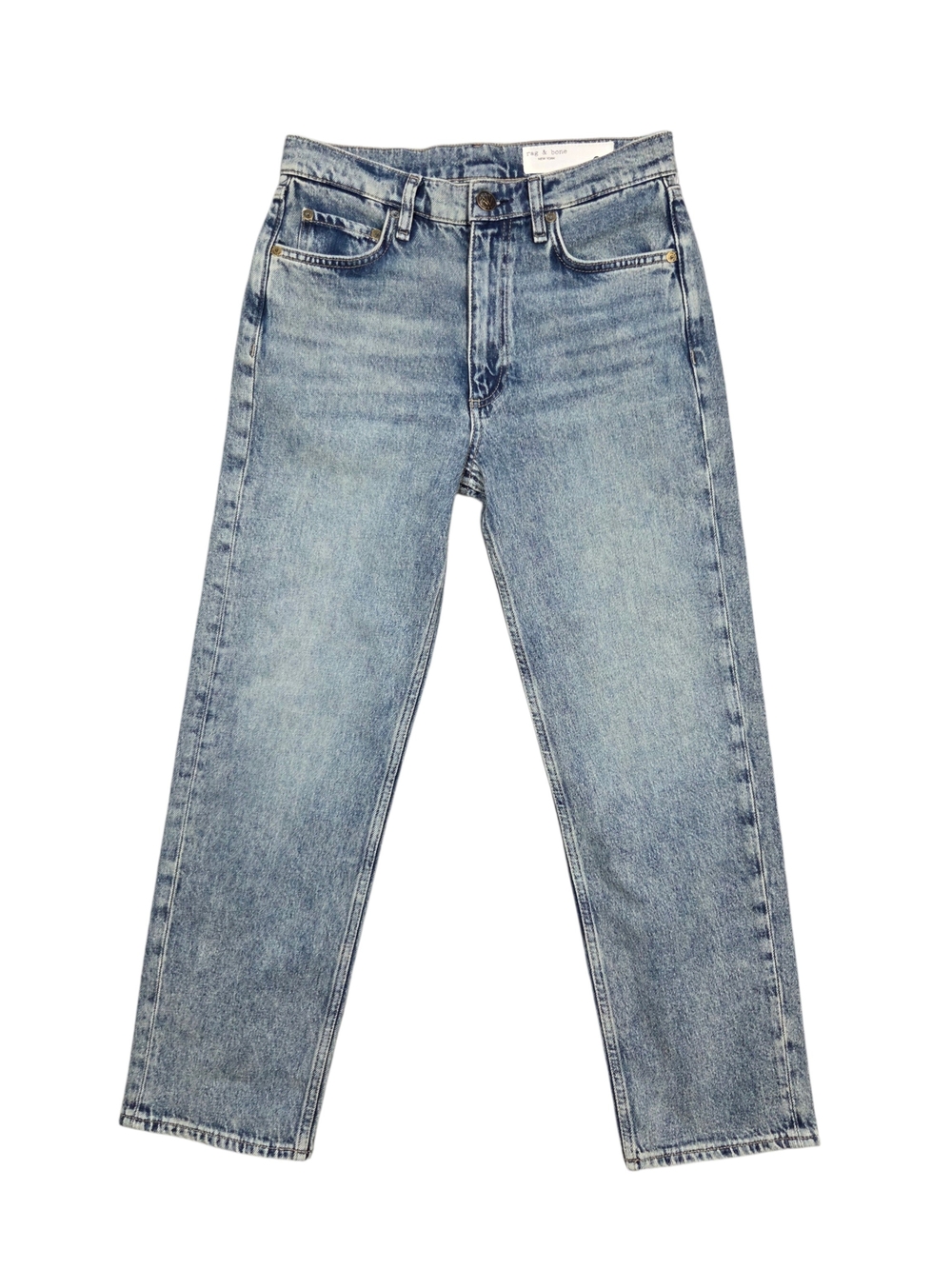 Rag & Bone Harlow Mid Rise Ankle Straight Jeans Size 28 Amity Wash